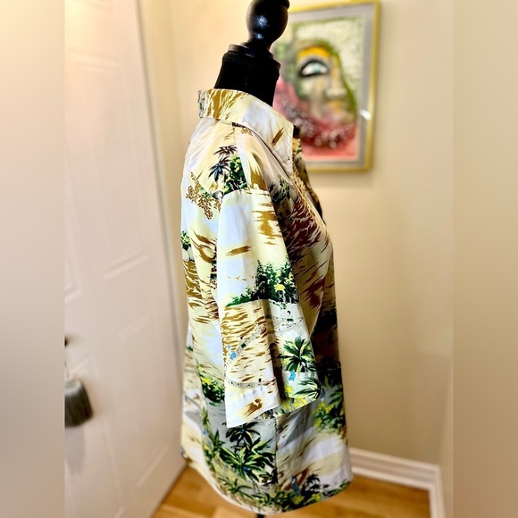 Vintage Woolcrest 50’s Men’s Hawaiian shirt w/palm trees w/populated sandy beach - Picture 6 of 11